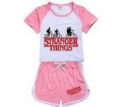 11-16 años Niños Stranger Things Camiseta manga corta Shorts Set Rosa 13-14 Jahre