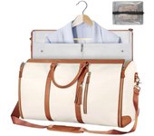 2 en 1 colgante maleta Traje bolsas de viaje, llevar bolsa de ropa, gran bolsa de lona de cuero PU para mujeres, bolsas de ropa impermeables para viajes