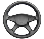 Maxpower Funda de volante de cuero sintético PU negro cosida a mano para Mercedes Benz Clase C W204 2007 2008 2009 2010 2011 Gray thread