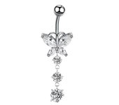 Anillos de ombligo de acero inoxidable Mariposa Piercing curvo Colgante Decoración del ombligo