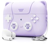 Fiauli Estuche protector de auriculares de silicona con forma de gato de dibujos animados Cubierta de auriculares LED visible frontal a prueba de g...