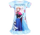 Niños Niñas Vestido Princesa Frozen Elsa Anna Pijama de Verano Vestido de Noche -NMAOV Azul claro 5-6 Years