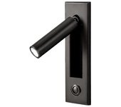 Luces de lectura, luz de pared de cabecera Luz de lectura empotrada Interruptor de pulsador Lámparas de pared para sala de estar Negro