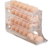 Soporte de huevos para nevera, nevera de enrollado automático Organizador de huevos, 4 niveles Dispensador de huevos de gran capacidad Almacenamien...