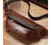 BULLCAPTAIN 081 Bolso de pecho bandolera de cuero de vaca de grano completo Riñonera grande