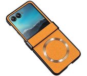 Para Motorola Razr 50 5G Estuche magnético Diseño de bisagra PC + cubierta de teléfono de tela Multicolor Style F