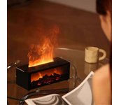 Difusor de aroma de llama Chimenea Difusor de aceite esencial Humidificador de aire Difusor de niebla fría con realista Negro