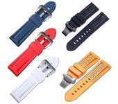 Relojes Banda de silicona Caucho Watchist Band Reemplazo para Panerai Correa Herramientas Hebilla de acero Negro