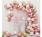 Ubiuo 140 piezas de kit de arco de guirnalda de globos de oro rosa con globos blancos de oro rosa para decoraciones de boda de fiesta de cumpleaños...