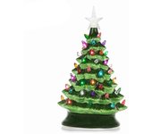Taishh Árbol de Navidad de cerámica Decoración LED del árbol de Navidad Decoración navideña de escritorio de cerámica A