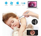 TESLONG 3.9mm Lente En Limpieza De Oído Endoscopio Cámara Recogedor De Oreja Eliminación De Cera De Oído Visual Boca Nariz Otoscopio Android PC Tipo-C