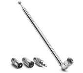 Antena de varilla Adaptador de 3,5 mm Reemplazo de antena de radio FM Tornillo telescópico Conector macho tipo F Receptor estéreo AV plata