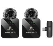 Micrófono de solapa inalámbrico con reducción de ruido para teléfonos inteligentes, receptor tipo C y micrófonos duales