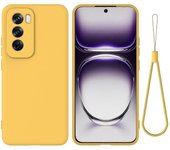 Para Oppo Reno12 5G (Global) Funda protectora Funda de teléfono de silicona líquida con correa para la muñeca Multicolor Style D