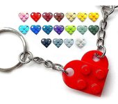 Llavero de corazón, llavero hecho con ladrillos de Lego regalo para el amor Verde oscuro