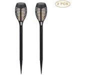 2 Pack de luz de antorcha solar con llama parpadeante, antorcha para decoraciones de jardín