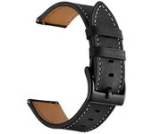 Para Samsung Galaxy Watch 3 correa de reloj de cuero de 45 mm Negro