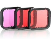 Paquete de 3 filtros de buceo para GoPro Hero 5 6 7 Carcasa de buceo Super Suit negro - Rojo, rojo claro y magenta Fi