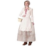 Caperucita Roja Lobo Abuela Cosplay Mujeres adultas Fiesta de Halloween Traje de disfraces de pionero colonial Blanco XL