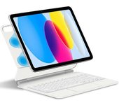 Para iPad 10.9 (2022) Teclado Bluetooth flotante magnético + funda de cuero para tableta Multicolor Style B
