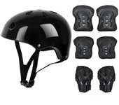 7Pcs/Set Niños Casco Niños Rodillera Codera Ciclismo Patín Bicicleta Protecs SZS0542 Negro