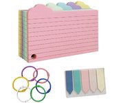 250PCS Tarjeta de Memoria de Tarjetas de Índice con 3 X 5, Tarjeta de Color con Tarjetas de Notas de Índice Rayadas en Anillo para la Escuela de Of...
