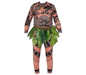 Moana Maui Dibujos Animados Tatuaje Camiseta Pantalones Cinturón de Hojas Halloween Adulto Hombre Cosplay Disfraz Vestir M
