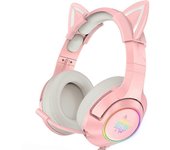 Onikuma K9 Auriculares para juegos Auriculares para juegos de PC con cable USB 7.1 Surround ajustable Canal rosa 7.1