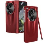 Para OnePlus Open Case Cubierta de PC con protección de bisagra de película de vidrio templado con lápiz óptico / ranura para lápiz óptico Rojo Sty...