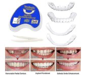 Qin Juego de aparatos ortopédicos para dentaduras postizas de dientes superiores e inferiores, dentaduras postizas a presión para sonrisas, instala...