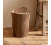 Fruushop Cubo de basura de madera con tapa abatible Cubo de basura para el hotel Cubo de basura Sala de estar Dormitorio con tapa Cubo de papel aba...