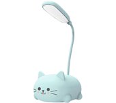 Lámpara de escritorio para niños, linda lámpara de mesa LED de gato con brazo flexible, lámpara de mesa recargable USB, protección para los ojos, l...