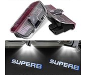 2pcs Logotipo de bienvenida Láser Puerta de coche Luz Proyector Lámpara Led Luz de cortesía LED para Skoda Superb 2009-2018 Mk2 Mk3 Superb Accesori...