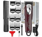 5 Star Cordless Magic Clip Cortadoras de pelo profesionales Recortadoras Pro Kit de corte de pelo ligero Salón Barberos Suministros Set Vino Rojo