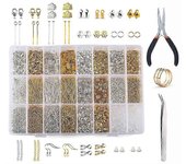Kit de suministros para la fabricación de joyas de 1763 piezas: herramienta de reparación de joyas con accesorios, alicates para joyas, fornituras ...