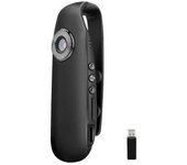 Cámara corporal de policía y portátil, cámara con video portátil, cámara portátil 1080P, mini cámara EU Negro
