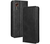 Para Samsung Galaxy Xcover 7 Estuche de billetera Soporte de cuero PU Cubierta de teléfono retro - Negro Style A Samsung Galaxy Xcover