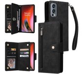Gangxun Funda para OnePlus Nord 2 5G Cubierta de cartera con cremallera de cuero magnético Tarjetero compatible con Funda OnePlus Nord 2 5G Negro
