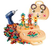 Caja de herramientas de juego 3D Juguete con taladro eléctrico Mosaico Rompecabezas Juego de herramientas Caja de herramientas de juguetes de educa...