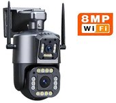 Cámara exterior WiFi IP de 12MP 6K PTZ Pantalla dual Zoom 10X Seguimiento automático Seguridad a prueba de agua Protección 4K VigilanciaMonitores y...