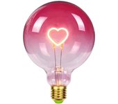 Tsim Bombilla Led Globo Grande Bombilla Edison G125 Filamento de Corazón de Color Rosa 2W Bombilla Decorativa Especializada Regulable 220-240V E27