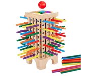 Juguetes de madera del juego de mesa, 42 palos de colores, juego de dados, juguete educativo de matemáticas, juego de caída de bolas divertido para...