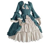 Vestido victoriano retro para mujer Vestido de Lolita Francesa Disfraz de Carnaval de Halloween de Princesa VERDE M