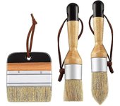 Jnnjv 3 Pack de pinceles de tiza y cera Pinceles de plantilla de cerdas para la decoración del hogar de muebles de madera, incluidos pinceles de ti...