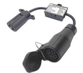 Convertidor de luz de remolque de EE. UU. a europeo 7 enchufe plano (vehículo de EE. UU.) A enchufe redondo de 13 pines (remolque de la ue Negro