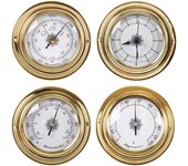 4pcs/set Termómetro Higrómetro Barómetro Reloj Reloj Cobre para Concha Circonio Marino para Estación Meteorológica 4 Pulgadas