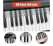 Teclado de piano extraíble Etiquetas de notas Reutilizable de silicona 88 teclas Notas de piano Guía Pegatinas Blanco y negro