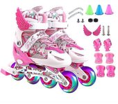 Patines en línea ajustables para niños color de rosa S