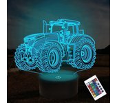 Ubiuo Tractor 3D, ilusión, luz nocturna, 16 colores, iluminación holográfica regulable cambiante, temporizador inteligente, juguete, mesa de carga ...