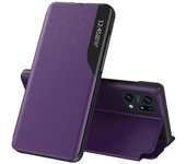Para Oppo Find X5 Pro View Window Stand Feature Business Phone Case Pu Leather Magnetic Absorption Flip Cover Púrpura
